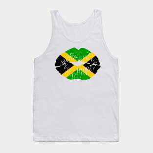 Womens Jamaica Lips Kiss Jamaican Flag Pride Tank Top